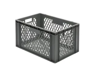 Euronorm-stapelbak 61l 320x600x400mm Wanden/bodem Opengewerkt Grijs - 1