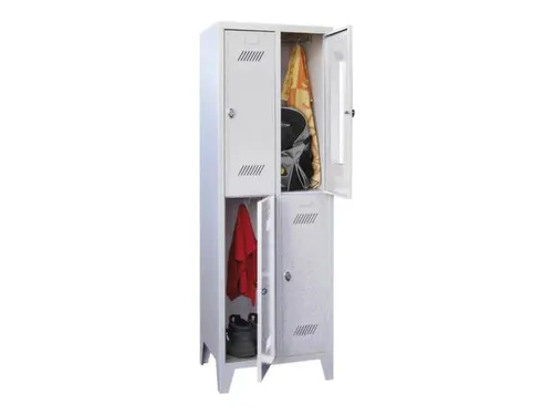 dubbeldekse locker,HxBxD 1850x600x500mm,2x2vak.,RAL7035,front RAL7035