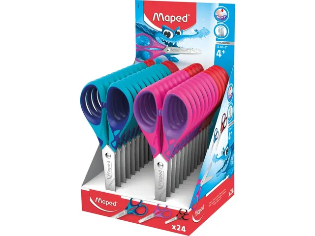 Schaar Maped Essentials Soft 13cm display à 24 stuks assorti