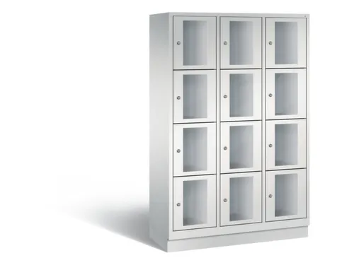 Lockerkast 1800x1200x500mm 3x4 vakken Cilinderslot, Sokkel, RAL7035