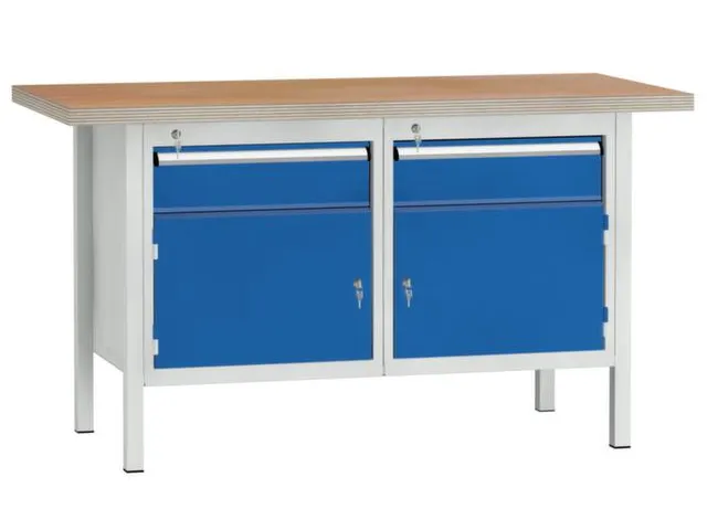 Werkbank 840x1500x700mm 2laden 150mm 2 Kastvakken 350mm Ral7035