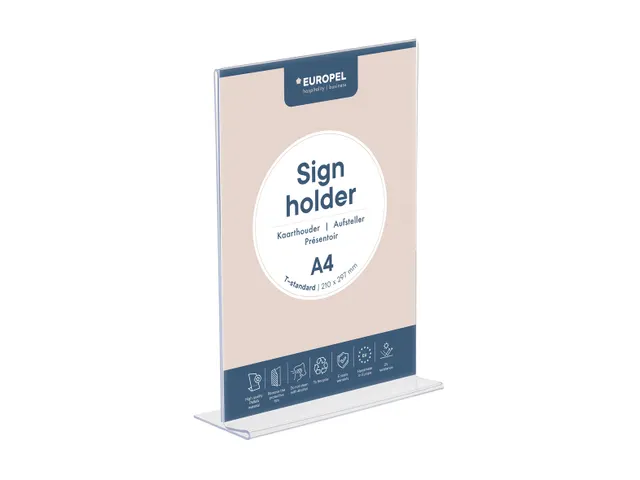 Tafelstandaard Kaarthouder Europel T-standaard A4 acryl