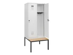 locker met bank,HxBxD 1950x800x815mm,2vak,vak B 400mm,draaigrendel