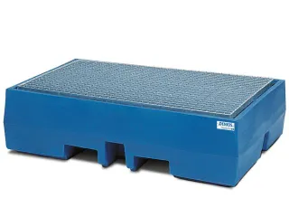 PE-opvangbak,v. 2x200l vat/kleinemballage,opvangvol. 270l - 2