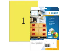HERMA 5148 Gekleurde etiketten A4 210x297mm Neon Geel 20 stuks