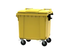 Container 1100 liter vlak deksel Geel Kunststof