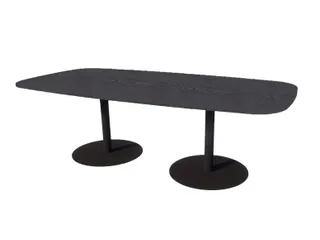 Linesto vergadertafel 240x120 deens ovaal houtprint schaduw 25mm zwart - 1