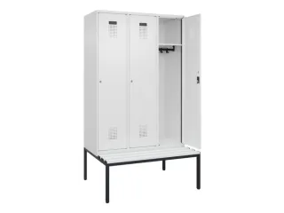 locker met bank,HxBxD 2120x1200x815mm,3vak,vak B 400mm,cilinderslot - 1