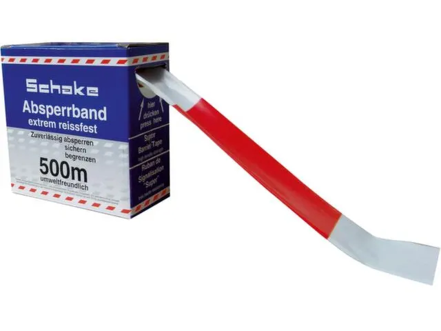 afzettape,band LxB 500mx80mm,rood/wit