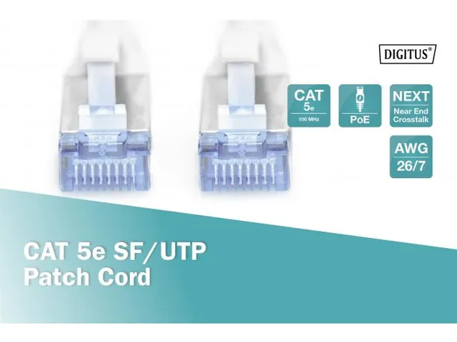 CAT 5e SF-UTP patchkabel Cu PVC AWG 26/7 Lengte 1m Grijs
