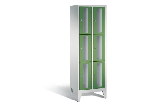 lockerkast 1850x610x500mm 2x3 vakken Cilinderslot Poten, RAL6011