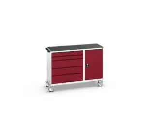 montagetafel 965x1300x550mm staalblad 5 laden kast front RAL3004 - 2