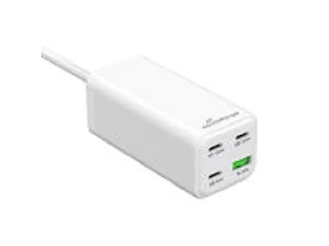 Chargeur rapide MediaRange 100W GaN USB-A USB-C blanc