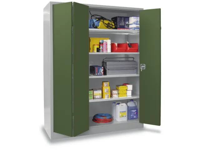 Armoire grand espace à portes pliantes RAL7035 façade RAL6011