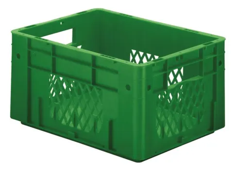 Euronorm Stapelkrat Groen 210x400x300mm 17.5l Opengewerkt/Bodem Gesl.