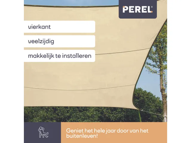Waterdoorlatend Zonnezeil Vierkant 3.6x3.6m Champagne