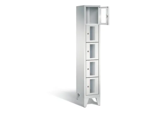 Lockerkast 1850x320x500mm 1x5 vakken Cilinderslot Poten, RAL7035