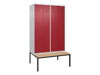 PBM-locker met bank,HxBxD 2120x1200x815mm,4vak,vak B 300mm,cil.-slot - 1