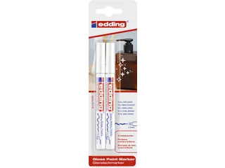 Viltstift edding 751 lakmarker rond 1-2mm blister à 2 stuks wit - 1