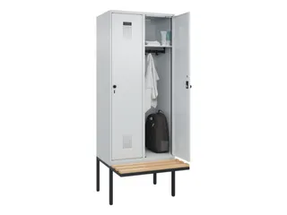 locker met bank,HxBxD 2120x800x815mm,2vak,vak B 400mm,draaigrendel - 1