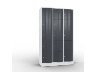 lockerkast cil.slot 1950x1150x540mm 3x5 vakken RAL7035 front RAL7021 - 1