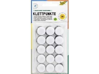 Klittenband Folia rond 2cm 15 stuks zwart 15 stuks wit - 1