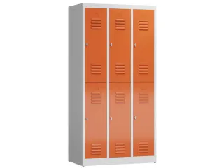 Dubbeldekse garderobekast 1800x870x500mm 3x2vak klink RAL7035 RAL3000 - 1
