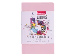 Notitieboek Bruynzeel A6 40vel glitter assorti set van 3 stuks
