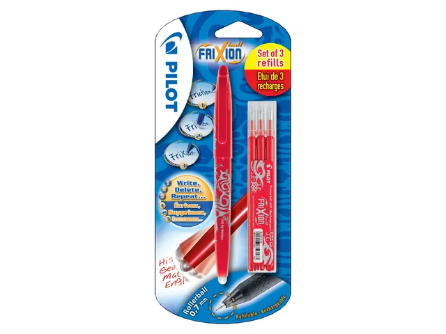 Rollerpen Pilot Frixion Ball 0.7mm BL-FR7 met 3 vullingen Rood
