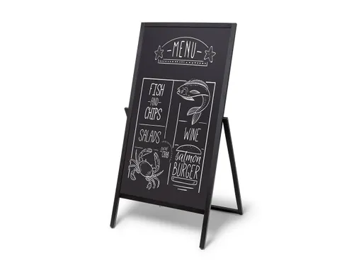 Krijtstoepbord Houten A-Bord Flip 68x140cm Zwart