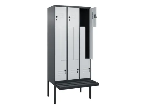 Z-garderobekast,HxBxD 2120x900x815mm,6vak,vak B 300mm,draaigrendel