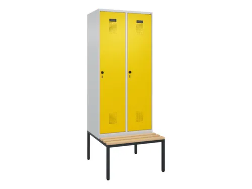 locker met bank,HxBxD 2120x800x815mm,2vak,vak B 400mm,draaigrendel