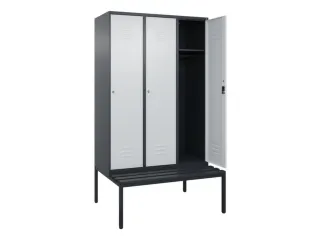 locker met bank,HxBxD 2120x1200x815mm,3vak,vak B 400mm,cil.-slot - 2