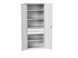 universele kast,HxBxD 2000x800x550mm,4xStalen bodem,2lade(n)