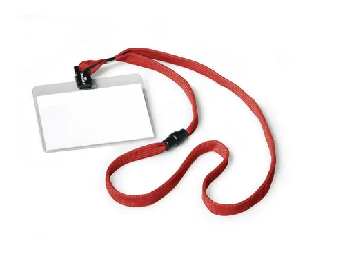 Badge 60x90mm met textielkoord Rood