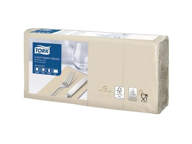 Servetten Tork 477351 2-laags 33x33cm naturel 1/8 vouw 200st.