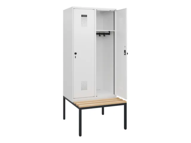 locker met bank,HxBxD 1950x800x815mm,2vak,vak B 400mm,draaigrendel