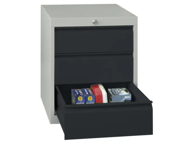 ladekast 600x500x600mm 3laden cilinderslot RAL7035 front RAL7016