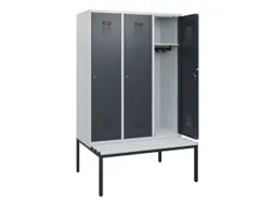 locker met bank,HxBxD 1950x1200x815mm,3vak,vak B 400mm,cilinderslot