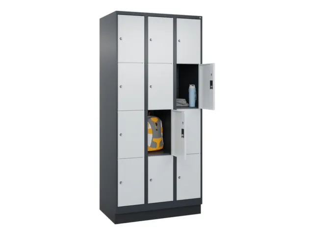 lockerkast,HxBxD 1950x900x500mm,3x4vakken,vak B 300mm,cil.-slot,sokkel