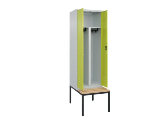 PBM-locker met bank,HxBxD 2120x600x815mm,2vak,vak B 300mm,cil.-slot