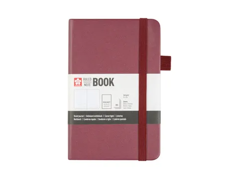 Notitieboek Sakura hard cover pocket lijn moerbei 90x140mm