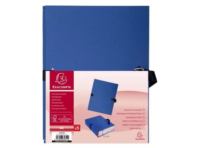 Map uitrekbare rug papier donkerblauw 5 stuks