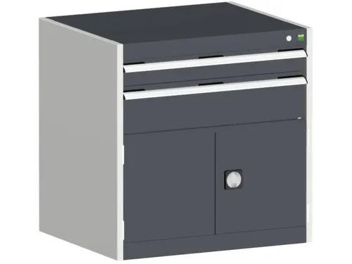ladekast HxBxD 800x800x525mm 2laden RAL7035 front RAL7016