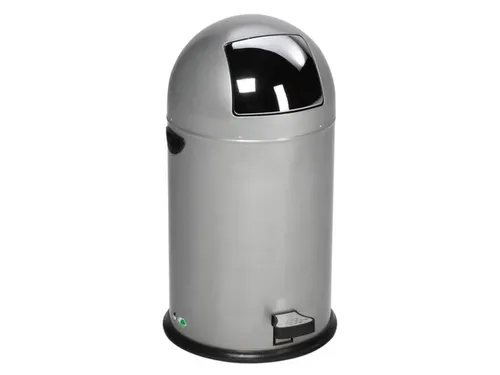 Push & Kick Afvalbak Staalplaat 33 Liter 690x375mm Met Pedaal Zilver