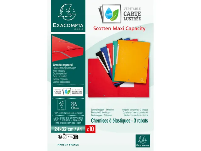 Elastomap A4 glanskarton 3 kleppen monobloc Assorti