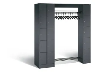 locker met kapstok,HxBxD 1950x2100x480mm,romp RAL7016,front RAL7016 - 1