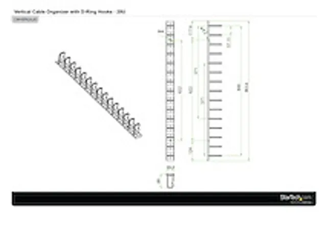 Verticale kabelmanager met D-ring haken 20U 91 cm
