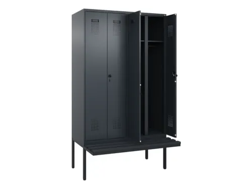 locker met bank,voor scheiding van kleding,HxBxD 2120x1200x815mm,4vak