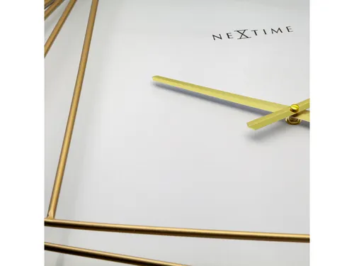 Wandklok Nextime groot 85x85cm metaal goud/wit Turning Time